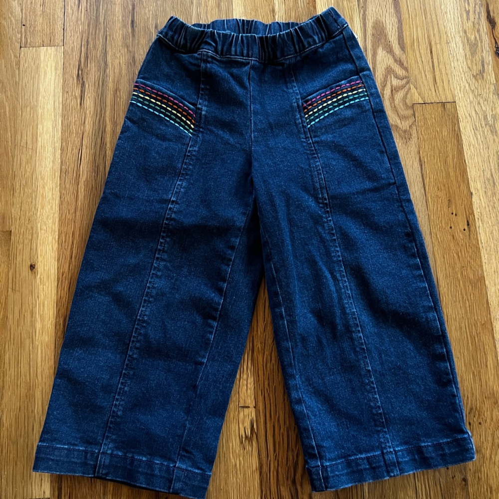Hanna Andersson Wide Leg Embroidered Denim